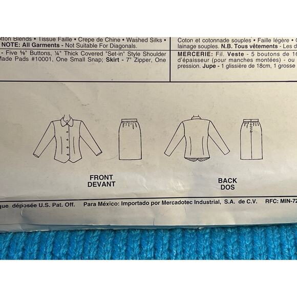 McCalls pattern 6085 suit blazer jacket straight skirt size 6 8 10 12 - Picture 6 of 6